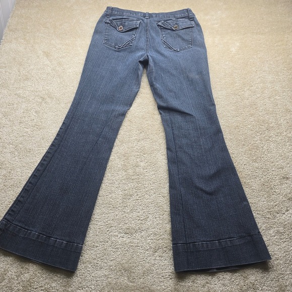 Mixit Women Dark Wash Flare Jeans Size 10 Stretch Wide Leg Trouser Denim - Picture 5 of 10